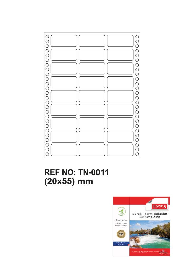 Tanex Tn-0011 Sürekli Form Etiketi 20x55mm