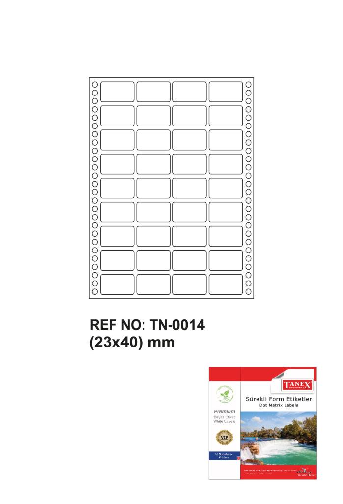 Tanex Tn-0014 Sürekli Form Etiketi 23x40mm