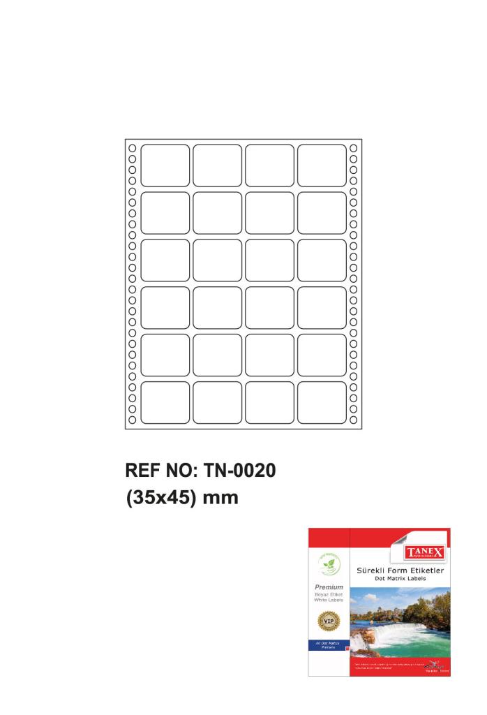 Tanex Tn-0020 Sürekli Form Etiketi 35x45mm