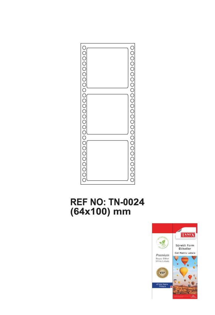 Tanex Tn-0024 Sürekli Form Etiketi 64x100mm