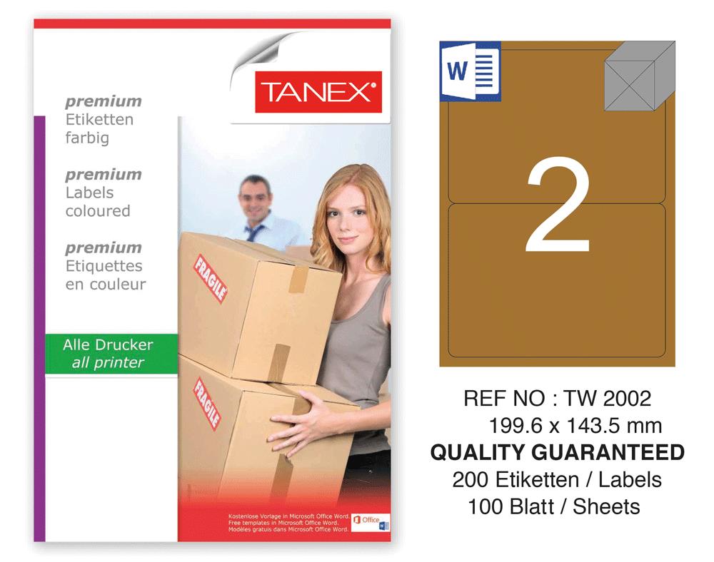 Tanex TW-2002 199,6x143,5 mm Kraft Etiket 100 Lü Paket