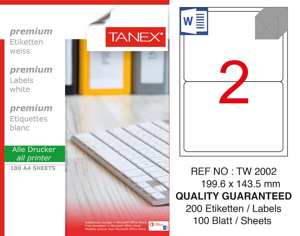Tanex TW-2002 199,6x143,5 mm Laser Etiket