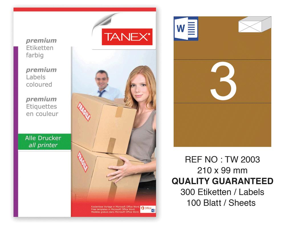 Tanex TW-2003 210x99 mm Kraft Etiket 100 Lü Paket