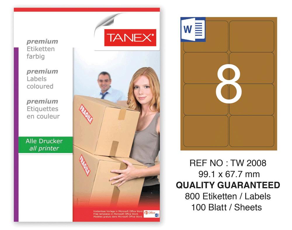 Tanex TW-2008 99,1x67,7 mm Kraft Etiket 100 Lü Paket