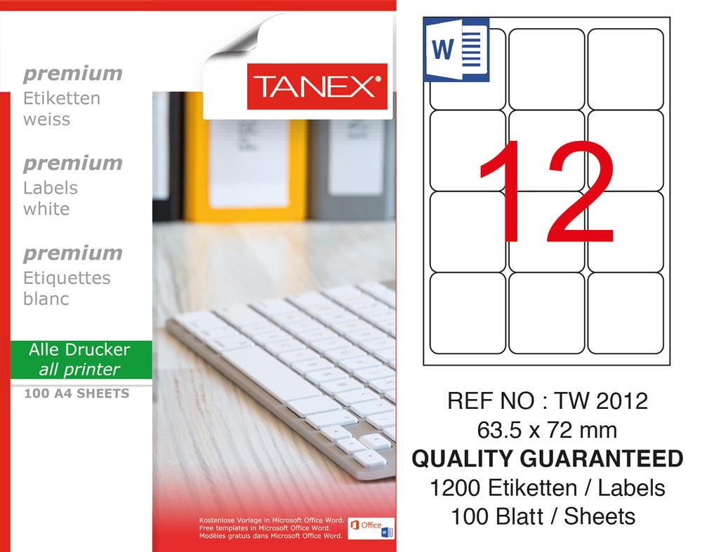 Tanex TW-2012 Laser Etiket 100 Lü Paket