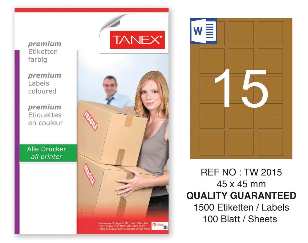 Tanex TW-2015 45x45 mm Kraft Etiket 100 Lü Paket
