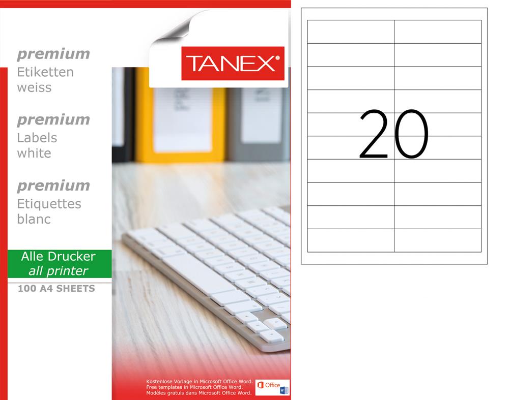 Tanex TW-2020 Laser Etiket 26 x 95 mm