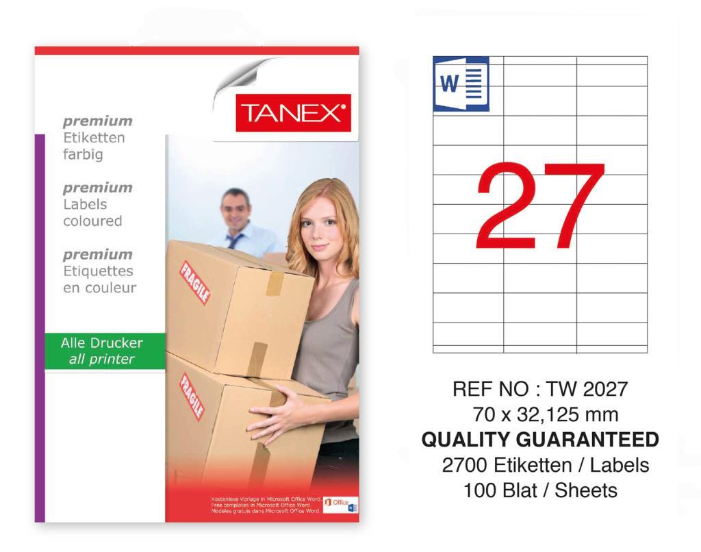 Tanex Tw-2027 Sevkiyat ve Lojistik Etiketi 70x32,125 mm