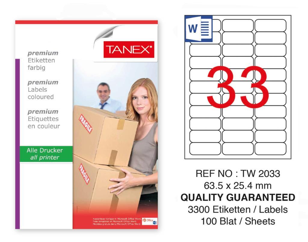 Tanex Tw-2033 Sevkiyat ve Lojistik Etiketi 63,5x25,4 mm