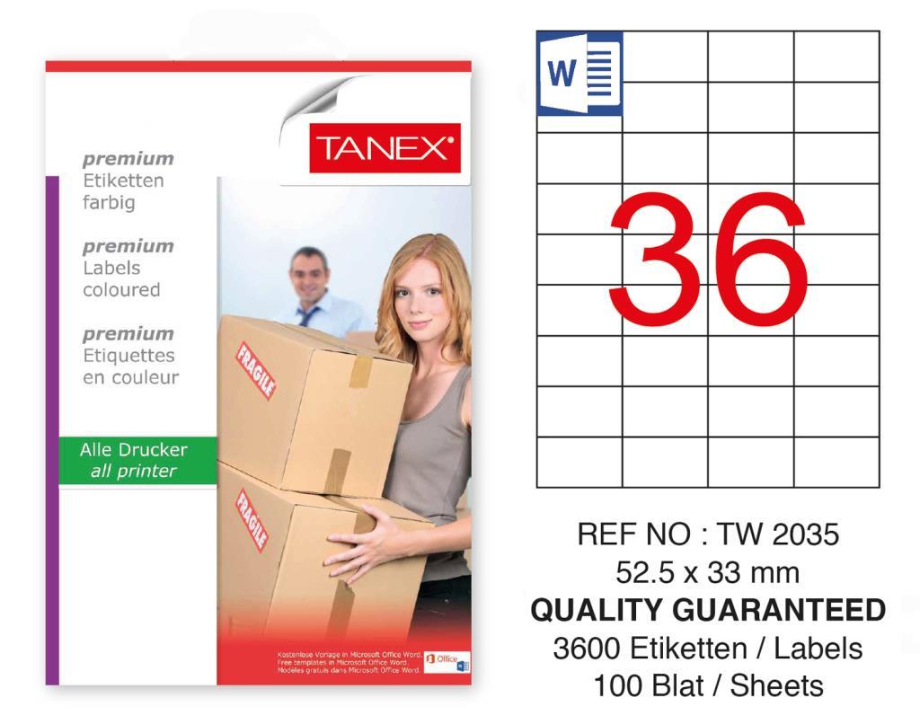 Tanex Tw-2035 Sevkiyat ve Lojistik Etiketi 52,5x33 mm