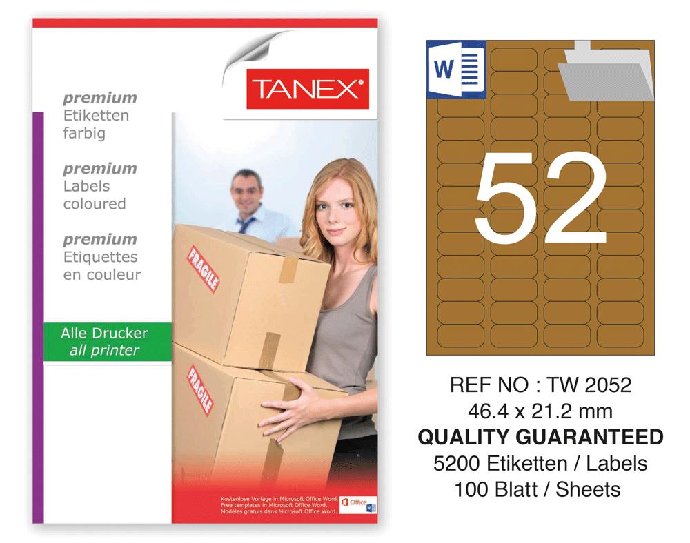 Tanex TW-2052 46,4x21,2 mm Kraft Etiket 100 Lü Paket