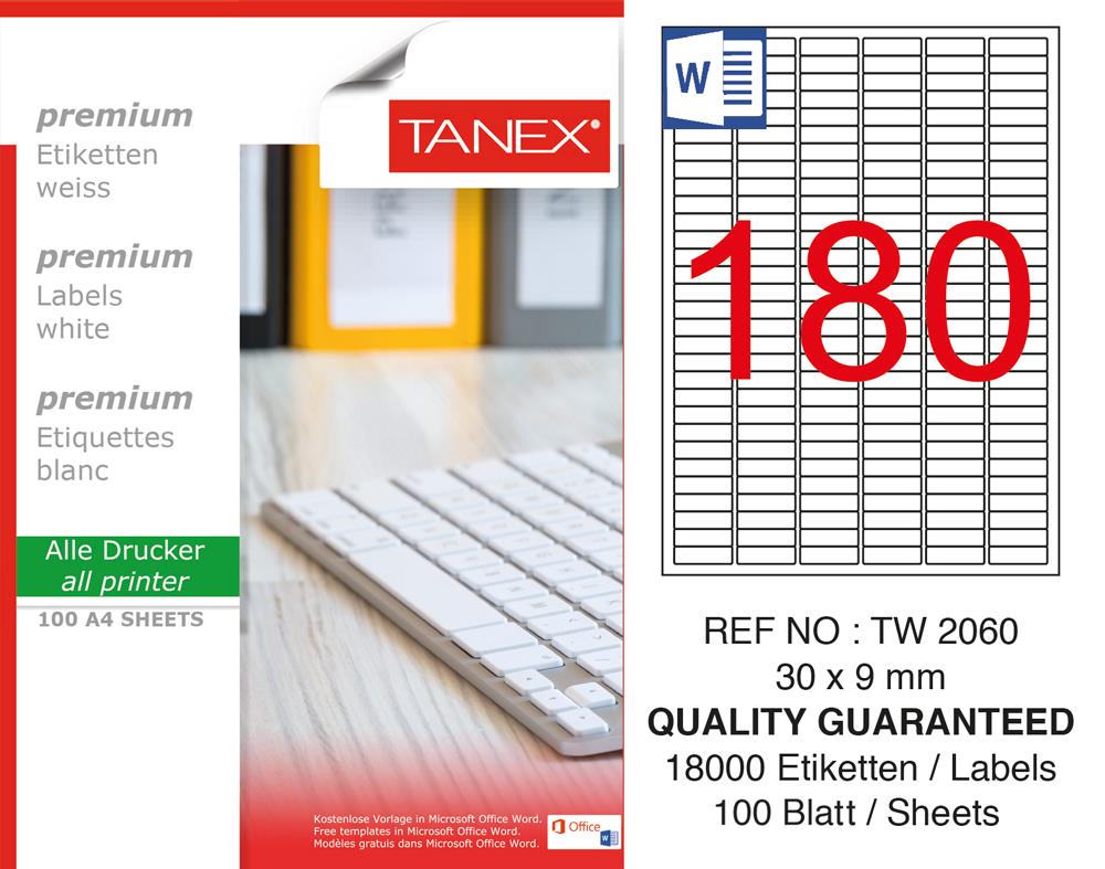 Tanex TW-2060 Laser Etiket 30 x 9 mm