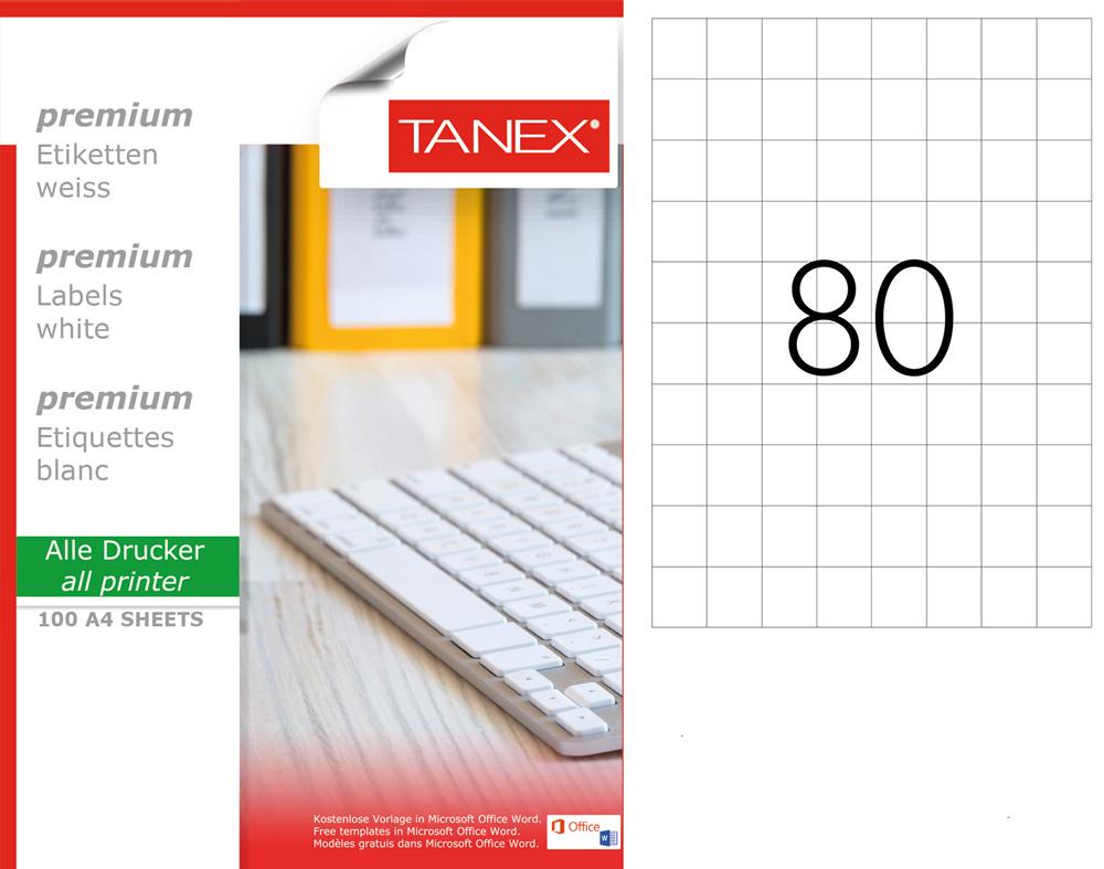 Tanex TW-2080 Laser Etiket 26.25 x 29.7 mm