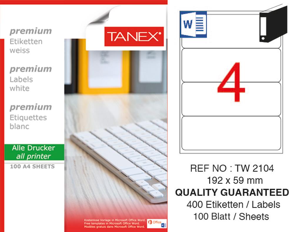 Tanex TW-2104 Laser Etiket 100 Lü Paket