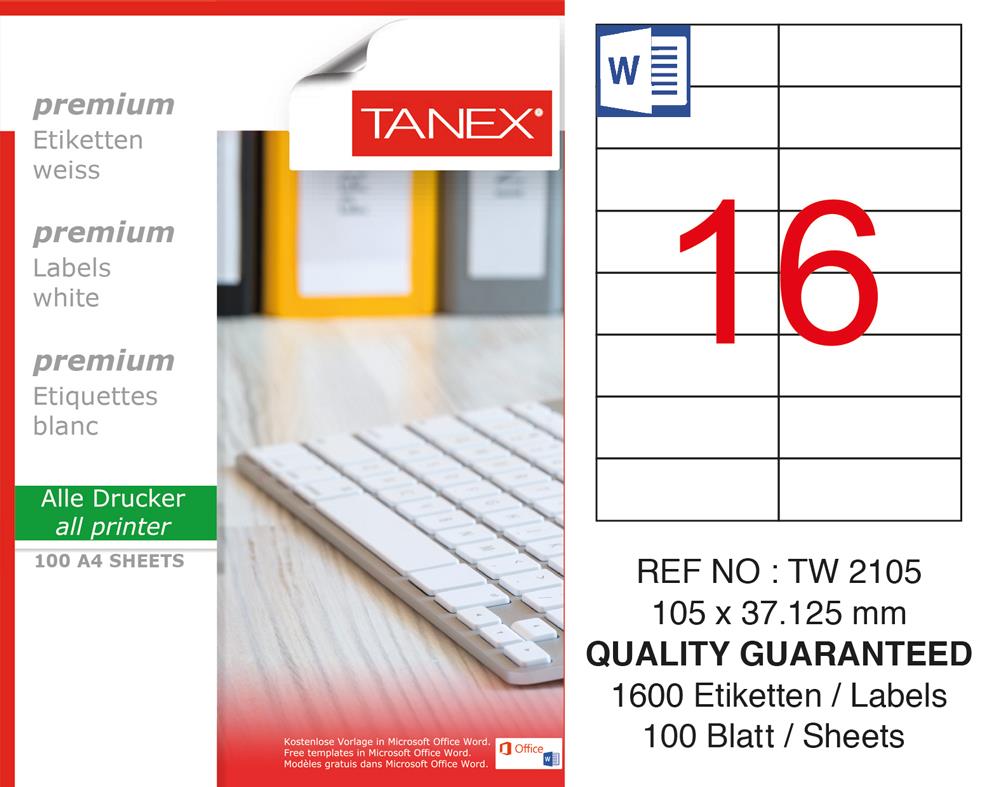 Tanex TW-2105 Laser Etiket 100 Lü Paket