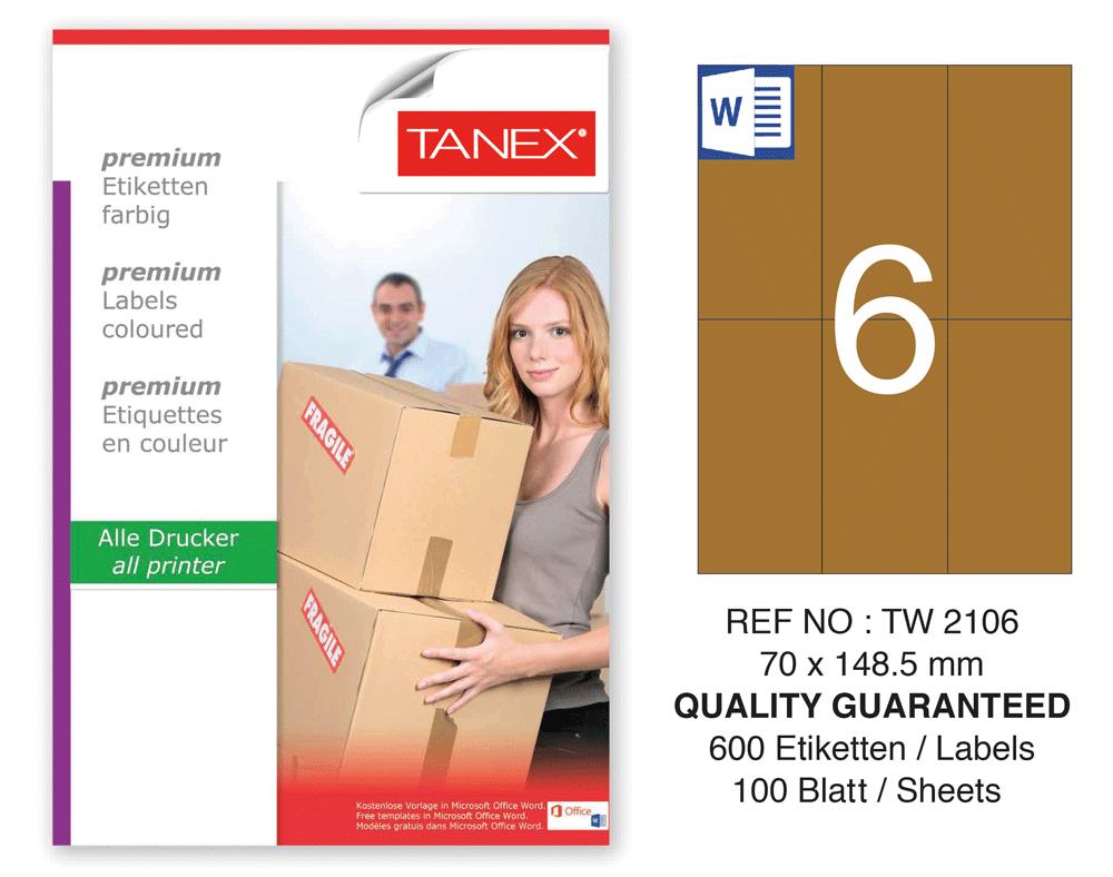 Tanex TW-2106 70x148,5 mm Kraft Etiket 100 Lü Paket