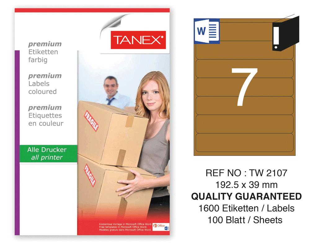 Tanex TW-2107 192,5x39 mm Kraft Etiket 100 Lü Paket