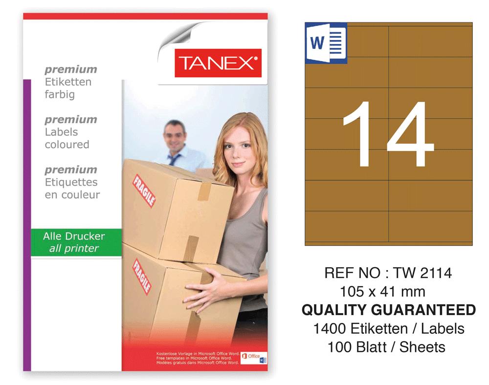 Tanex TW-2114 105x41 mm Kraft Etiket 100 Lü Paket