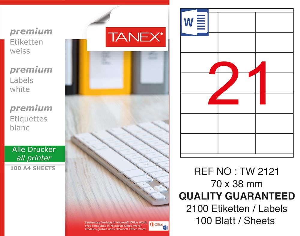 Tanex TW-2121 Laser Etiket 100 Lü Paket