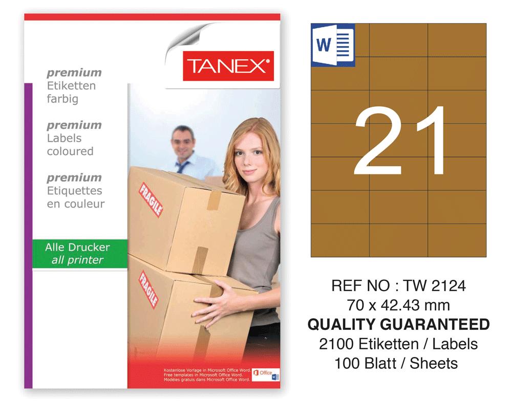 Tanex TW-2124 70x42,43 mm Kraft Etiket 100 Lü Paket