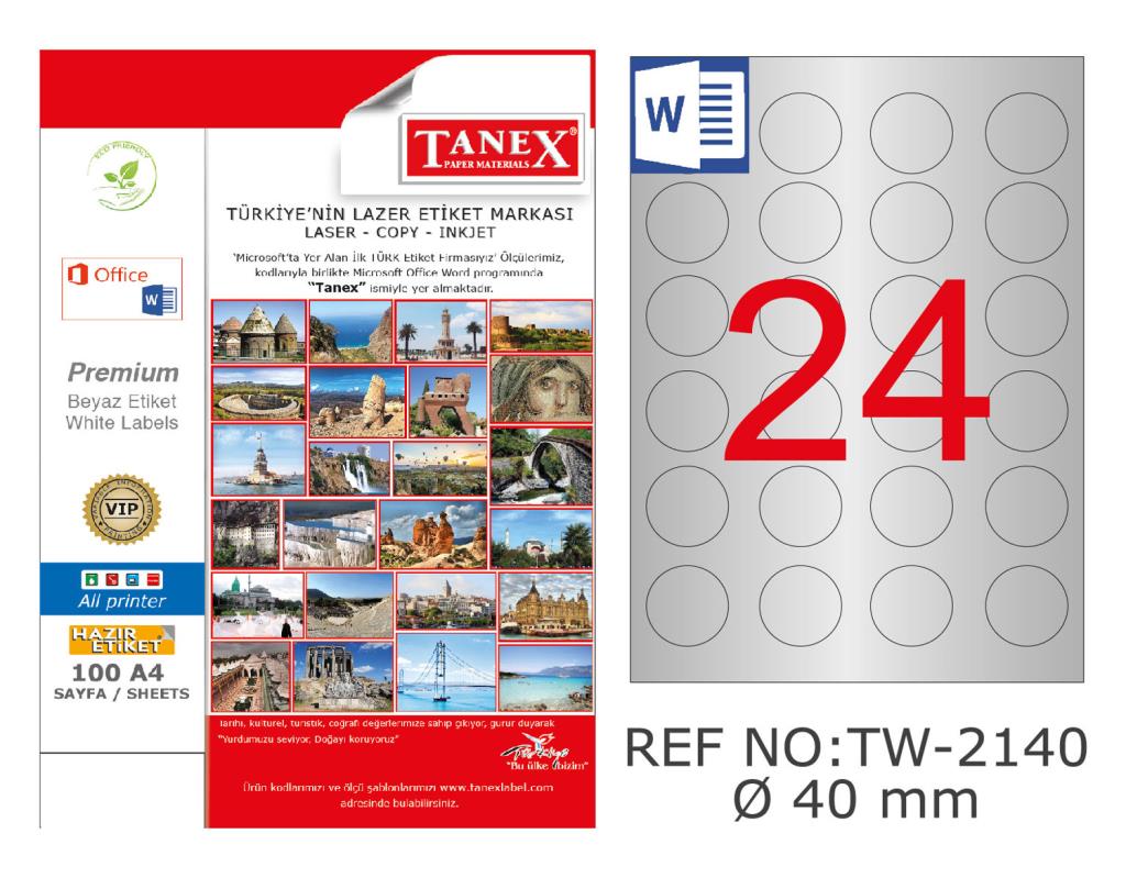 Tanex TW-2140 40mm Gümüş Lazer Etiket 600 Lü