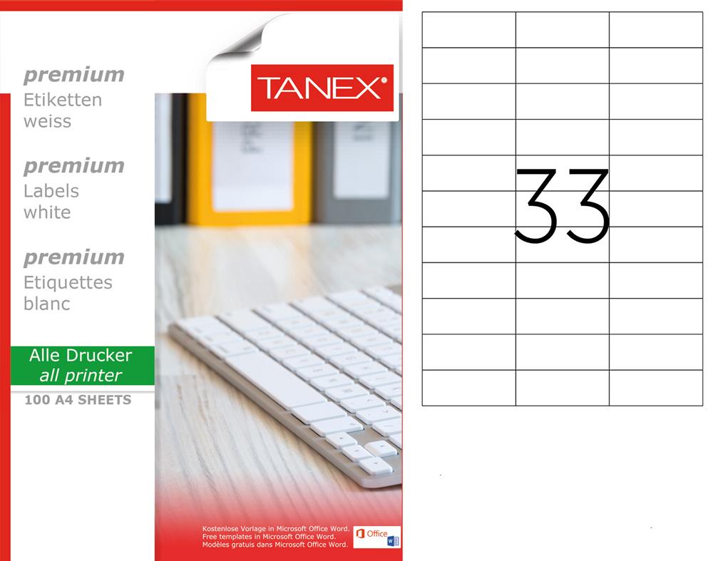 Tanex TW-2233 170x25.4mm Laser Etiket 100 Lü