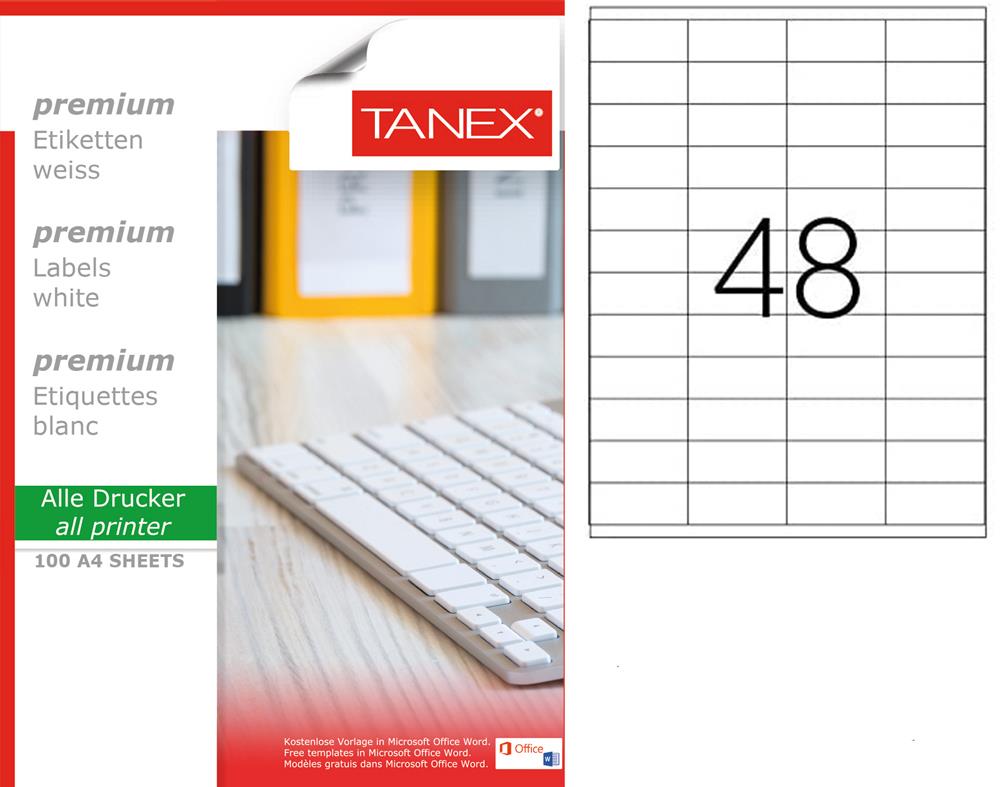 Tanex TW-2248 Laser Etiket 52.6 x 23 mm