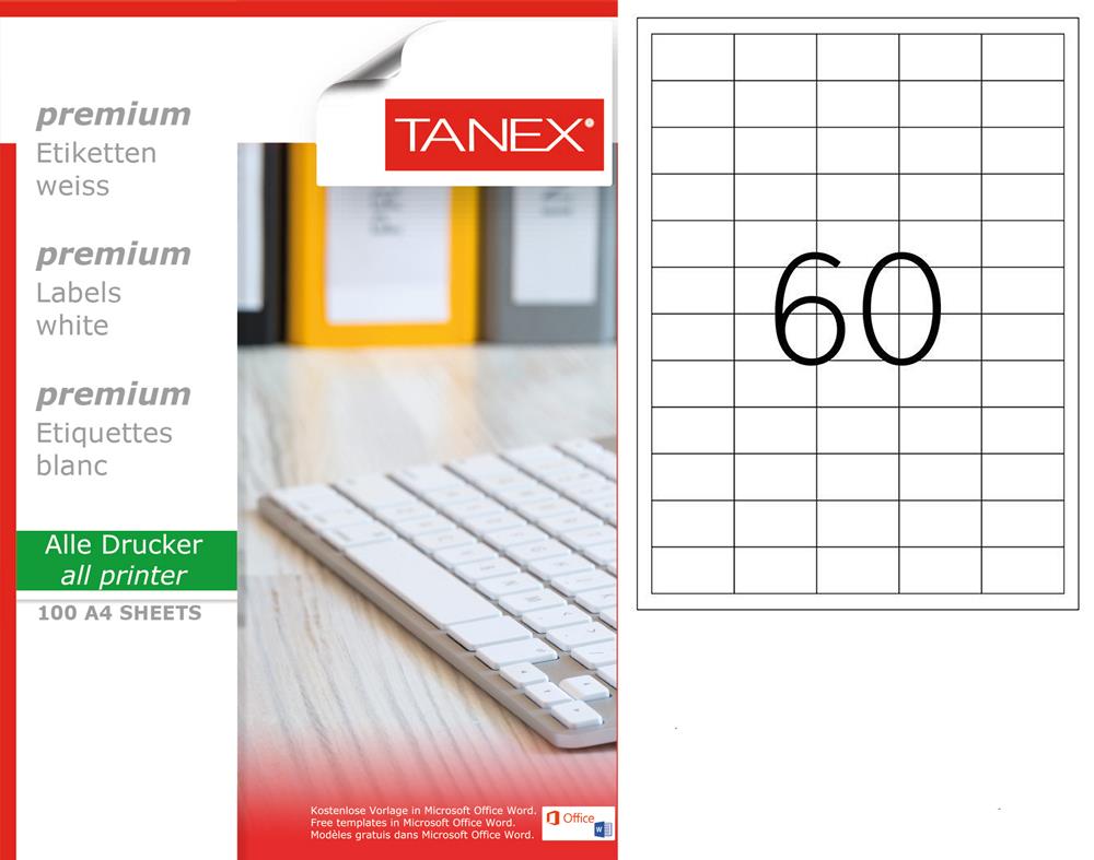 Tanex TW-2260 40x24mm Laser Etiket 100 Lü