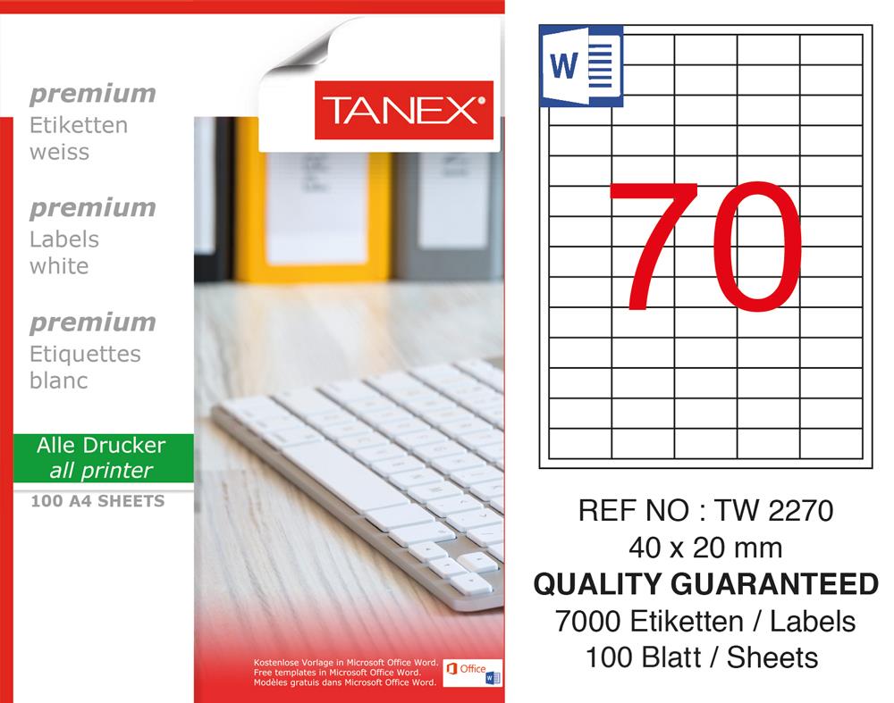 Tanex TW-2270 Laser Etiket 100 Lü Paket