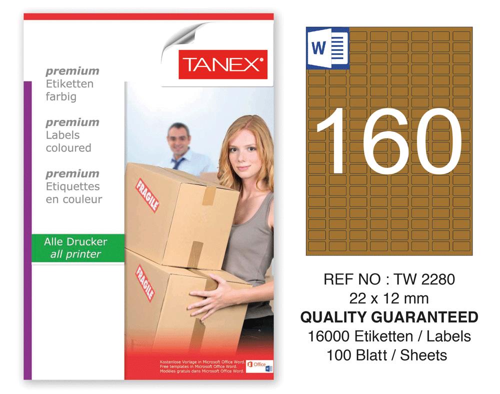 Tanex TW-2280 22x12 mm Kraft Etiket 100 Lü Paket