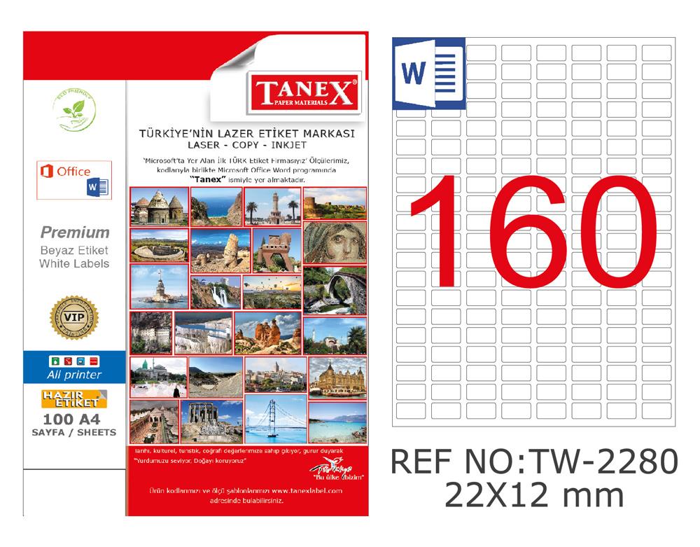 Tanex Tw-2280 22x12mm Laboratuvar Etiketi