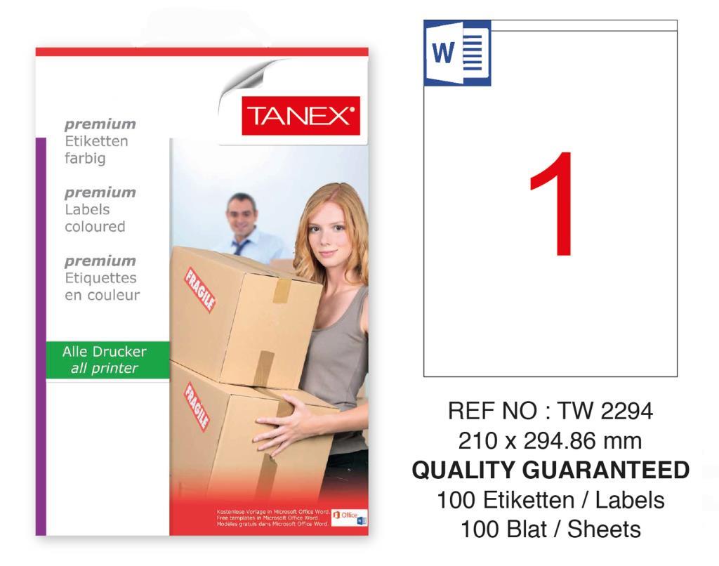 Tanex Tw-2294 Sevkiyat ve Lojistik Etiketi 210x294,86 mm