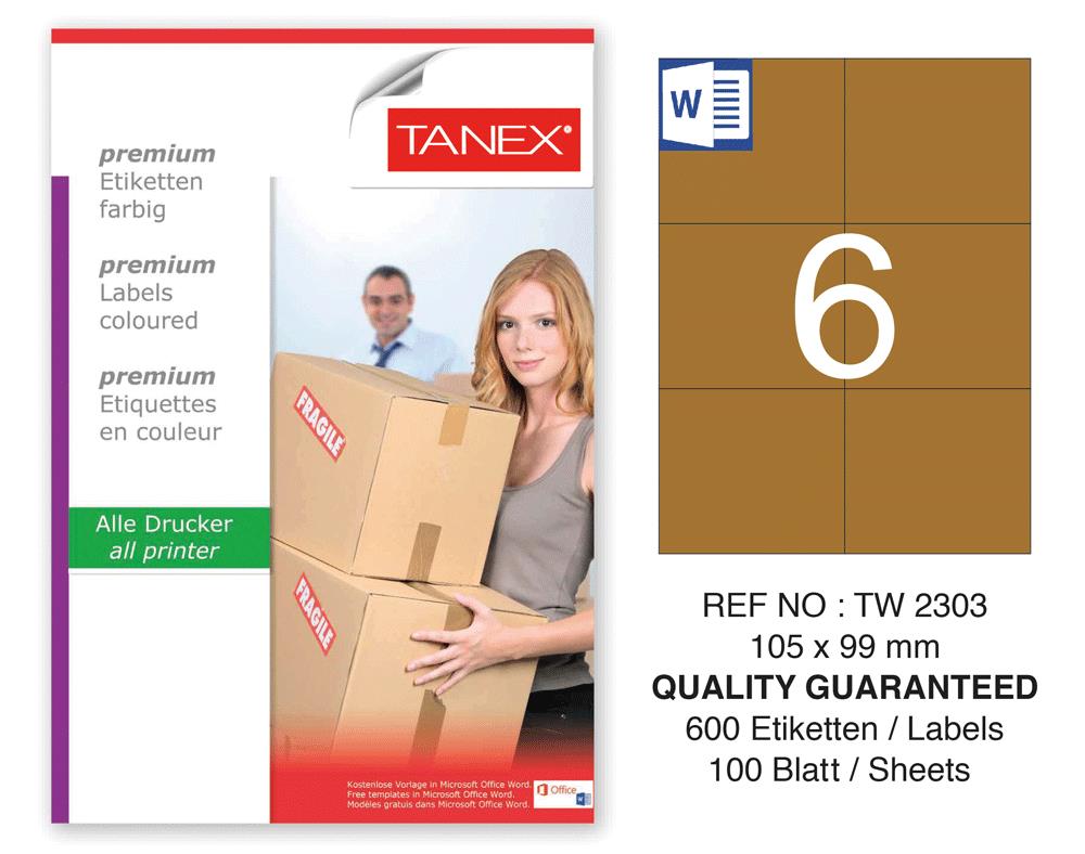 Tanex TW-2303 105x99 mm Kraft Etiket 100 Lü Paket