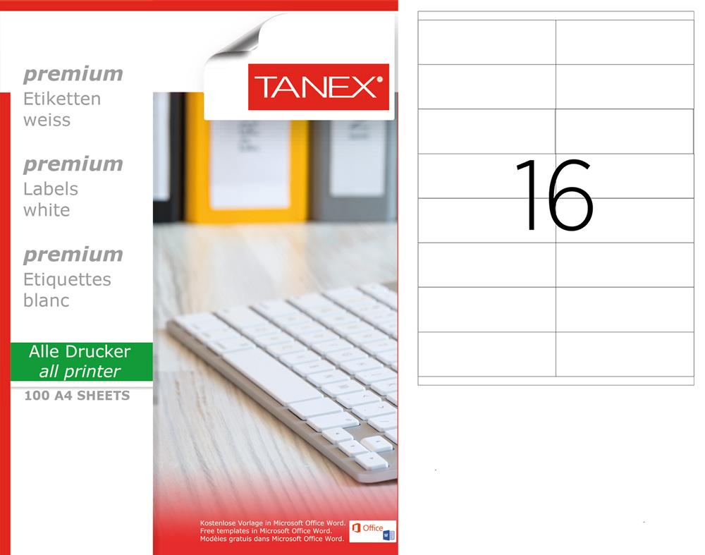 Tanex TW-2316 105x36mm Beyaz Lazer Etiket 100 Lü Paket