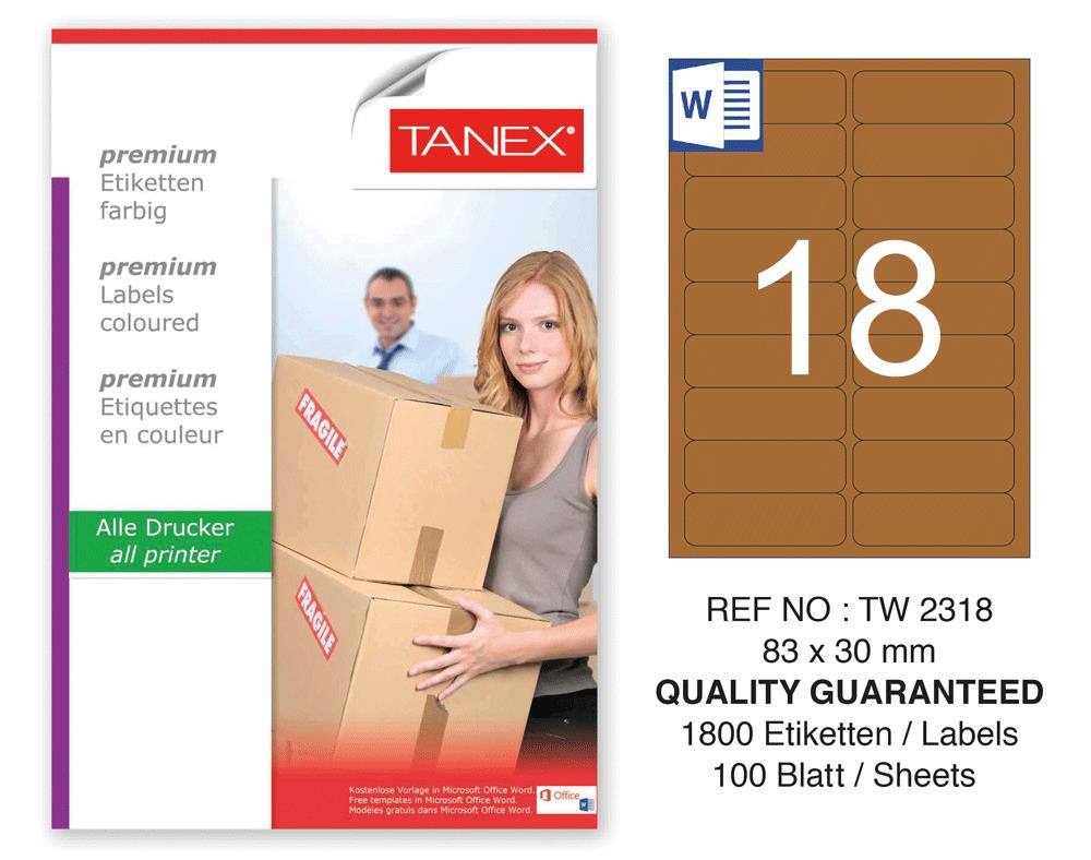Tanex TW-2318 83x30 mm Kraft Etiket 100 Lü Paket