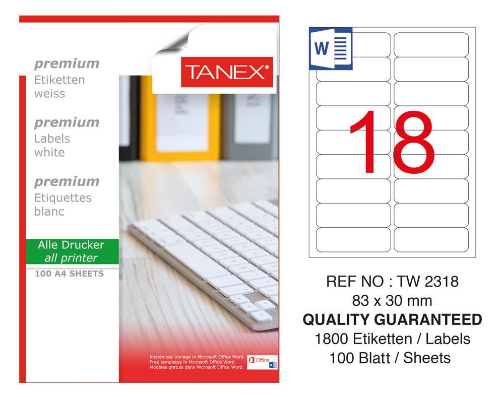 Tanex TW-2318 Laser Etiket 100 Lü Paket
