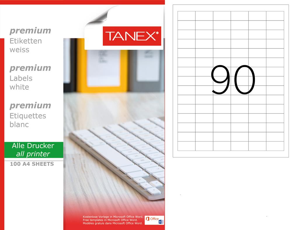 Tanex TW-2319 33x19mm Beyaz Lazer Etiket 100 Lü Paket