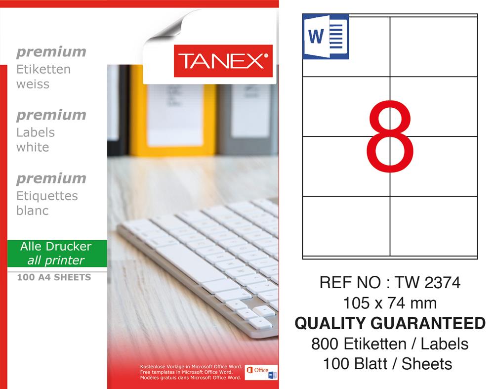 Tanex TW-2374 105mmx74.25mm Etiket