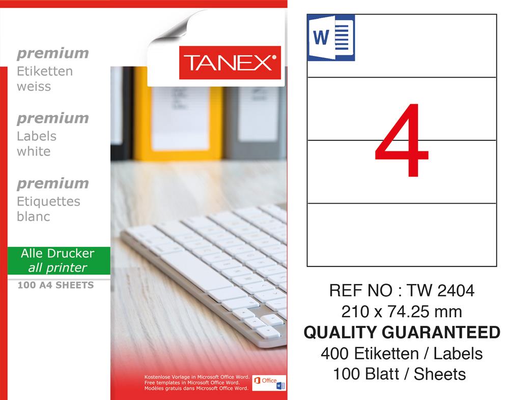Tanex TW-2404 Laser Etiket 100 Lü Paket