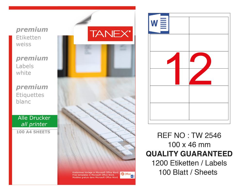 Tanex TW-2546 Laser Etiket 100 Lü Paket