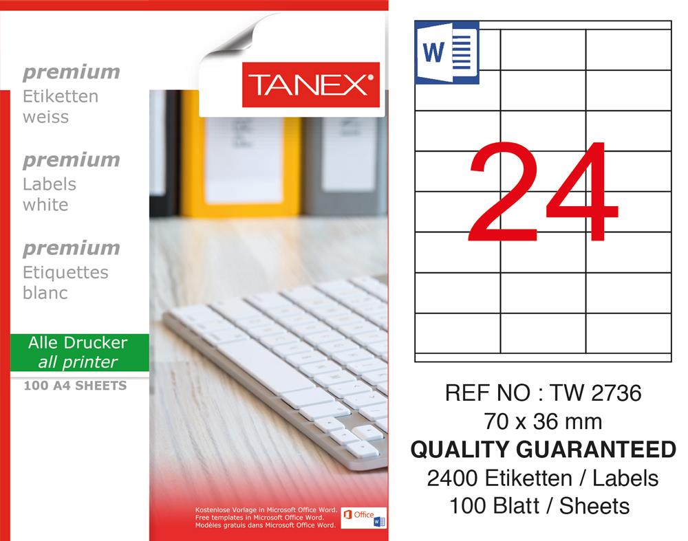 Tanex TW- 2736 Laser Etiket 100 Lü Paket