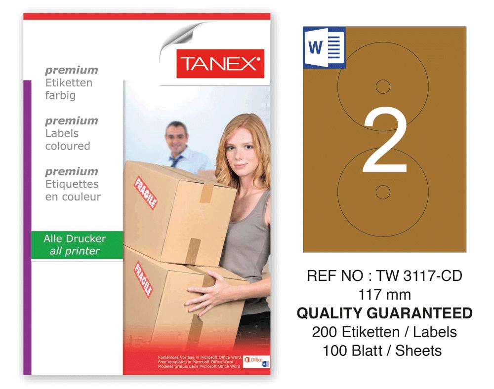 Tanex TW-3117 117 mm Kraft Etiket 100 Lü Paket
