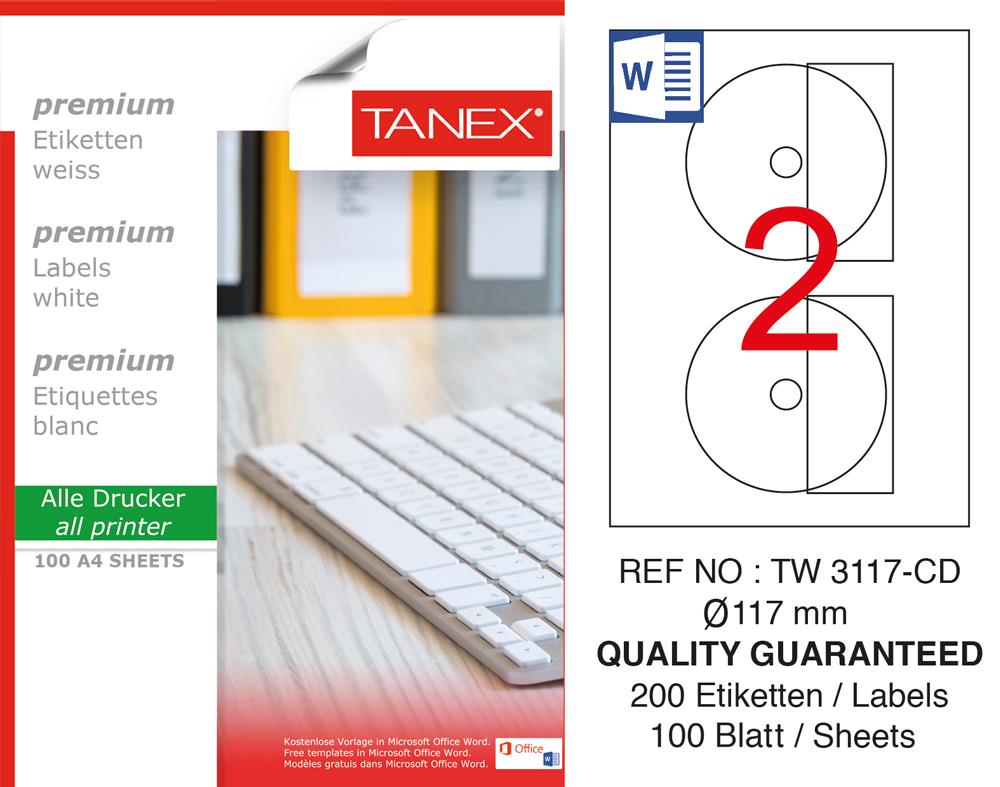 Tanex TW-3117 117 mm Laser Etiket