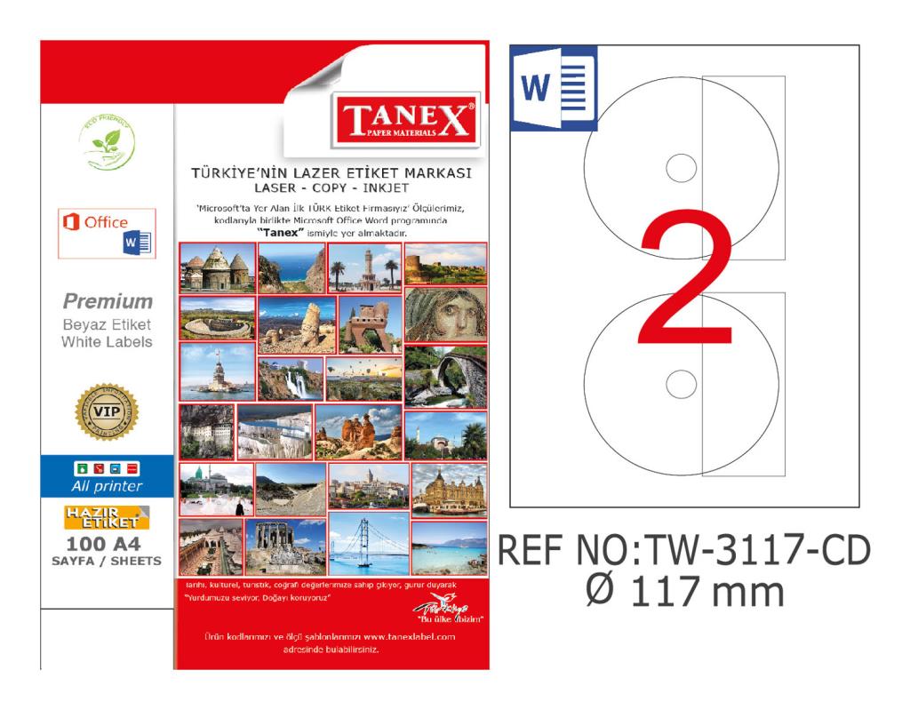 Tanex TW-3117 117mm Polyester Etiket 25 Li